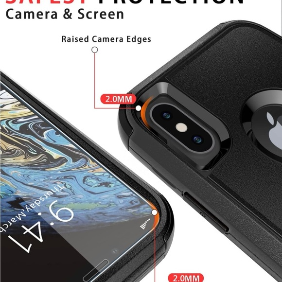 iPhone X / XS Case. Shockproof, Dropproof, Tempered Glass Screen Protector - Picture 3 of 10